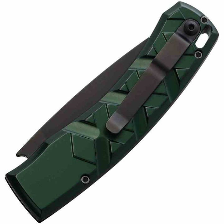 Couteau Automatique Piranha Auto-X Black Lame Acier 154CM Black Manche Alum Vert Clip USA PKCP14GT - Livraison Gratuite