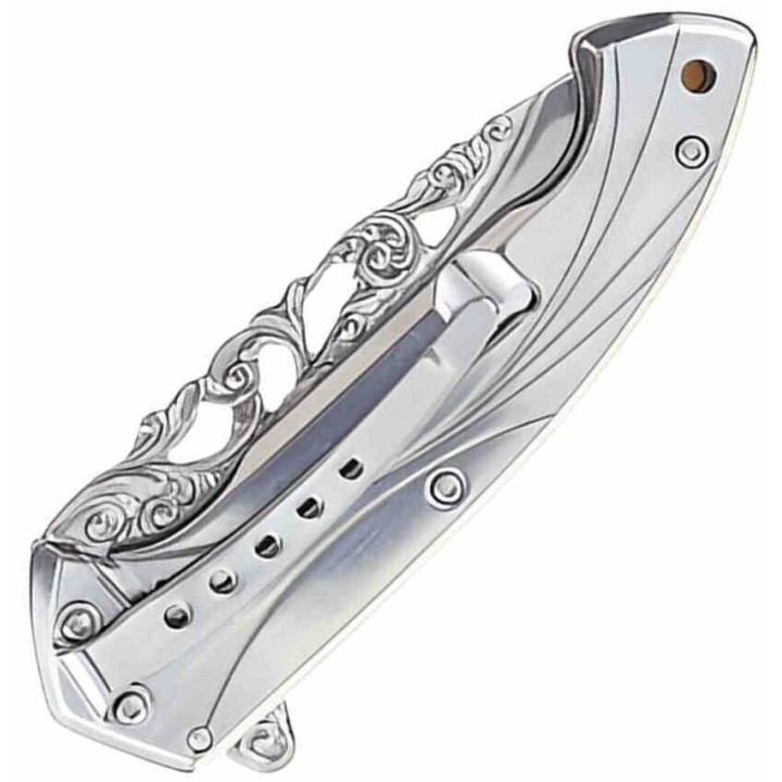 Couteau S-TEC Wildlife A/O Eagle Lame Acier Inox Manche Acier Frame Lock Clip STT27801EG - Livraison Gratuite