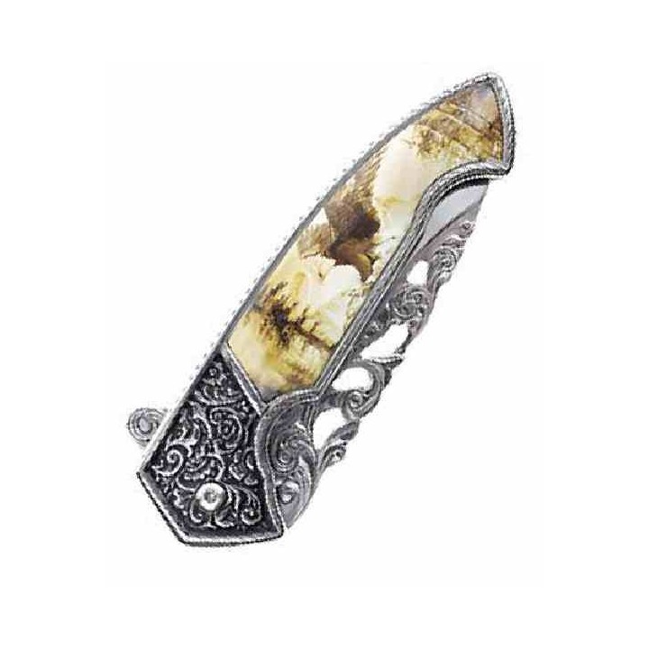 Couteau S-TEC Wildlife A/O Eagle Lame Acier Inox Manche Acier Frame Lock Clip STT27801EG - Livraison Gratuite