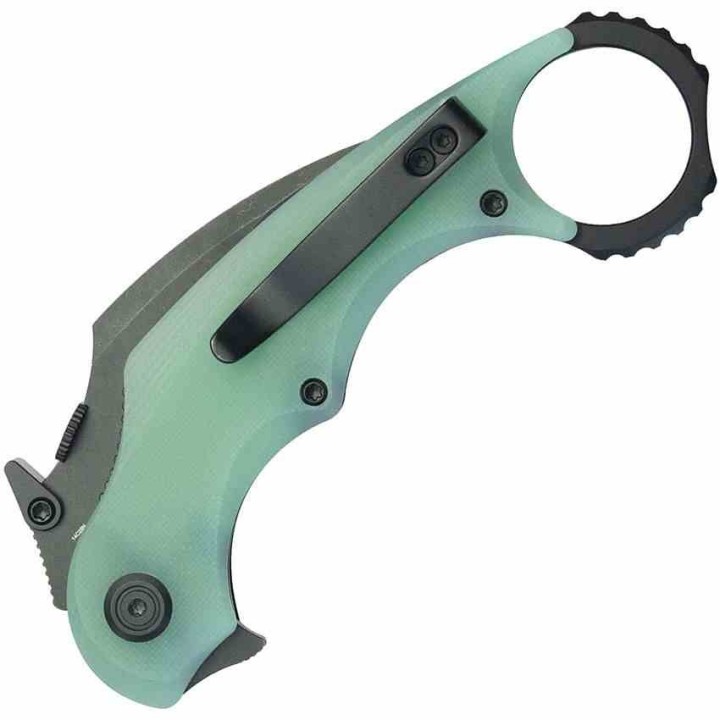 Couteau Kubey Rogue Recurve Karambit Jade Lame Acier 14C28N Manche G10 IKBS Clip KUB298E - Livraison Gratuite