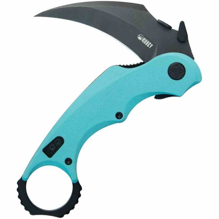 Couteau Kubey Rogue Recurve Karambit Tiffany Lame Acier 14C28N Manche G10 IKBS Clip KUB298D - Livraison Gratuite