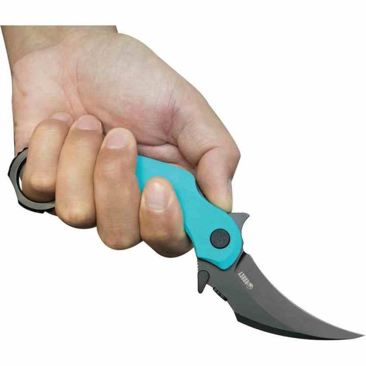Couteau Kubey Rogue Recurve Karambit Tiffany Lame Acier 14C28N Manche G10 IKBS Clip KUB298D - Livraison Gratuite