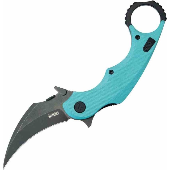 Couteau Kubey Rogue Recurve Karambit Tiffany Lame Acier 14C28N Manche G10 IKBS Clip KUB298D - Livraison Gratuite