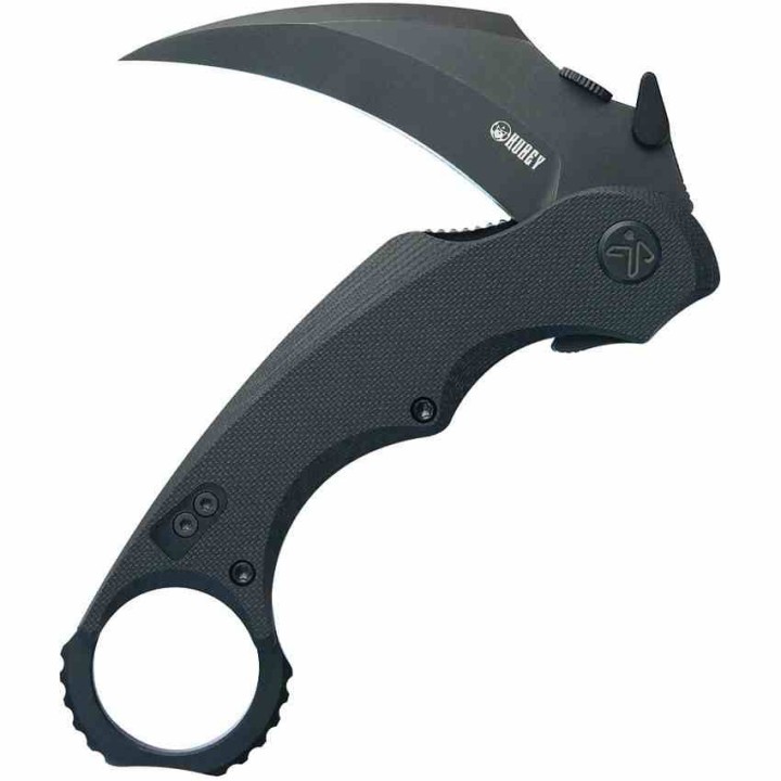 Couteau Kubey Rogue Recurve Karambit Black Lame Acier 14C28N Manche G10 IKBS Clip KUB298B - Livraison Gratuite