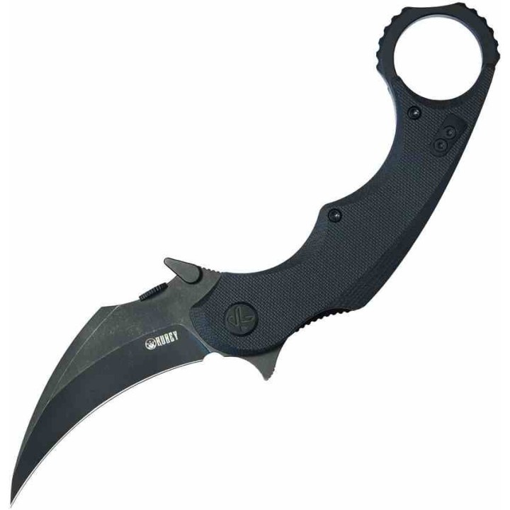 Couteau Kubey Rogue Recurve Karambit Black Lame Acier 14C28N Manche G10 IKBS Clip KUB298B - Livraison Gratuite
