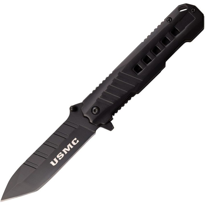 Couteau USMC A/O Lame Tanto Black Acier 3Cr13 Manche Acier Clip Linerlock USMA1061BK - Livraison Gratuite