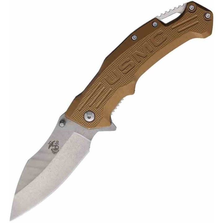 Couteau USMC Tanto Reverse Lame Acier 3Cr13 Manche Aluminium Clip A/O USMA1065TN - Livraison Gratuite