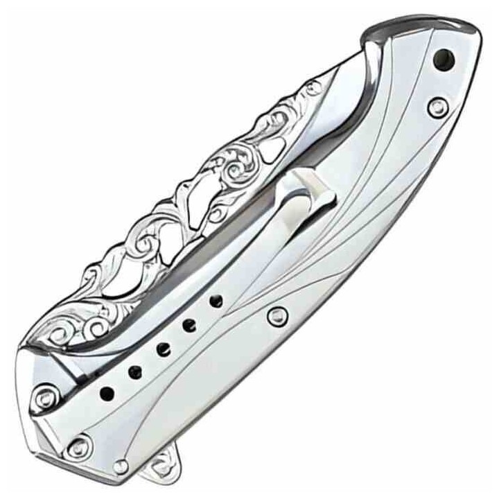 Couteau S-TEC Wildlife Wolf A/O Lame Acier Inox Manche Sculpté & Résine Framelock STT27801WF - Livraison Gratuite