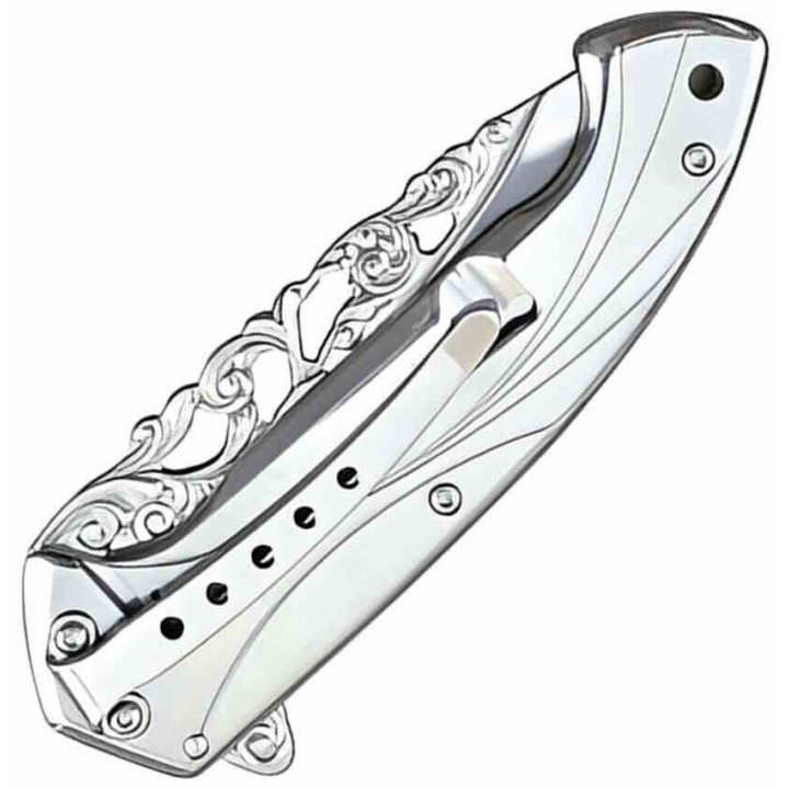 Couteau S-TEC Wildlife Cerf A/O Lame Acier Inox Manche Sculpté & Résine Framelock STT27801DR - Livraison Gratuite