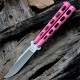 Couteau Papillon Balisong Bear & Sons Pink Acier 440 Manche Zinc Made In USA BC114PK - Livraison Gratuite