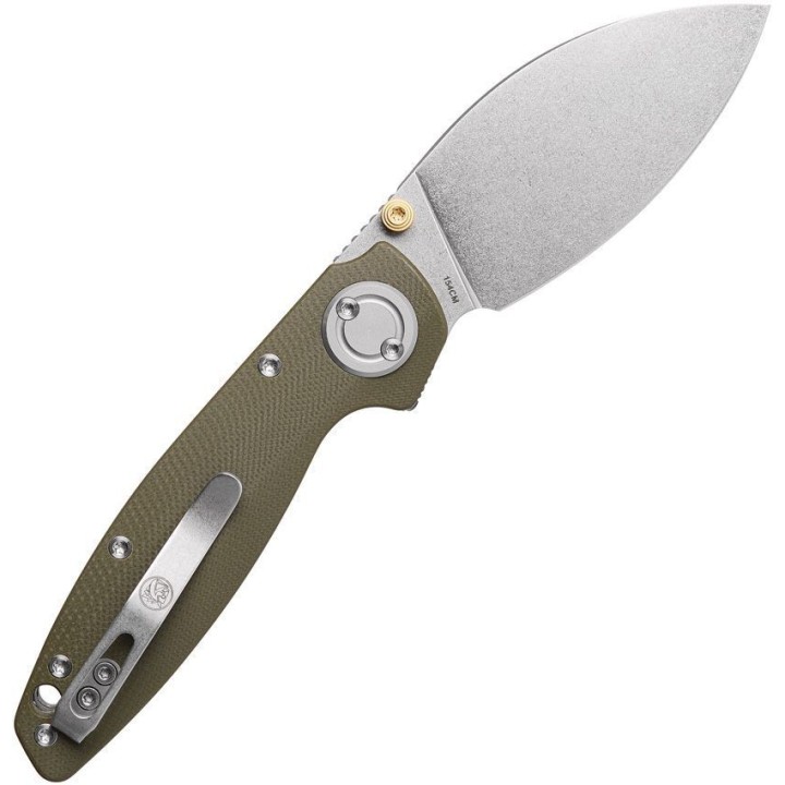 Couteau Vosteed Shilin Cutter Green Lame Acier 154CM Stonewash Manche G10 IKBS Vanchor Look Clip VOSA2804 - Livraison Gratuite