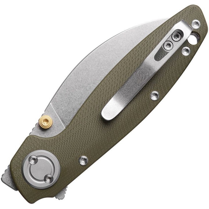 Couteau Vosteed Shilin Cutter Green Lame Acier 154CM Stonewash Manche G10 IKBS Vanchor Look Clip VOSA2804 - Livraison Gratuite