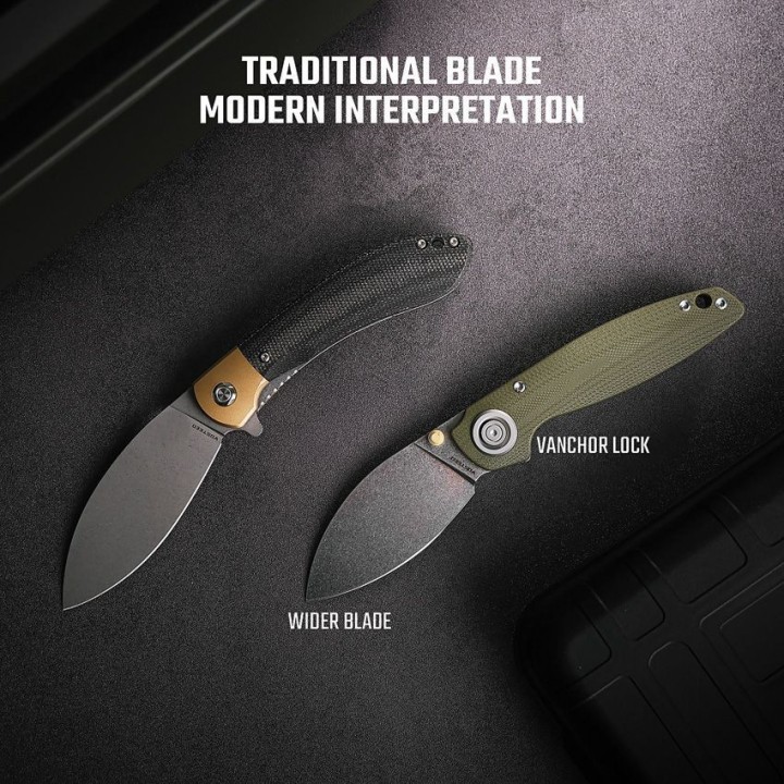 Couteau Vosteed Shilin Cutter Green Lame Acier 154CM Stonewash Manche G10 IKBS Vanchor Look Clip VOSA2804 - Livraison Gratuite