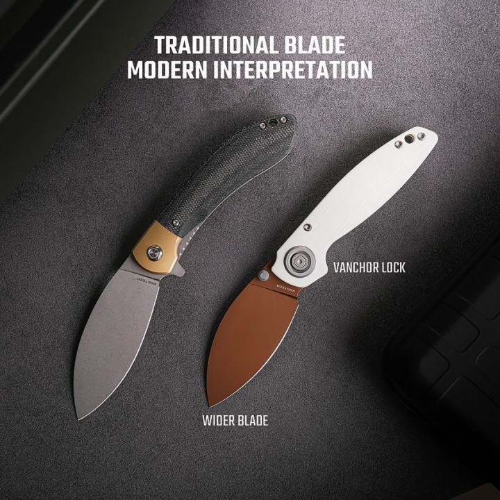 Couteau Vosteed Shilin Cutter White Lame Acier 154CM Manche G10 IKBS Vanchor Look Clip VOSA2803 - Livraison Gratuite
