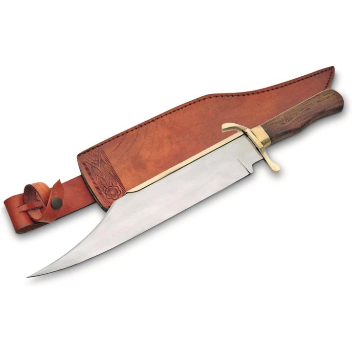 GROS Couteau BOWIE CONFEDERE REPLIQUE Lame Acier Carbone Manche Boix Etui CUir PA3259 - Livraison Gratuite