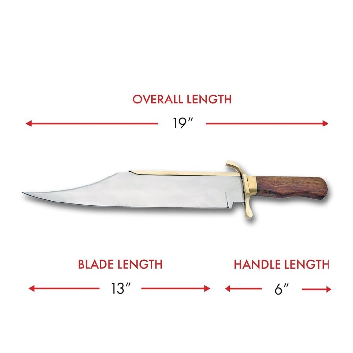 GROS Couteau BOWIE CONFEDERE REPLIQUE Lame Acier Carbone Manche Boix Etui CUir PA3259 - Livraison Gratuite