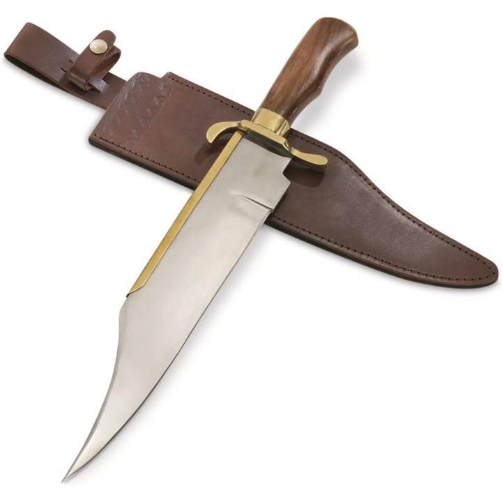 GROS Couteau BOWIE CONFEDERE REPLIQUE Lame Acier Carbone Manche Boix Etui CUir PA3259 - Livraison Gratuite