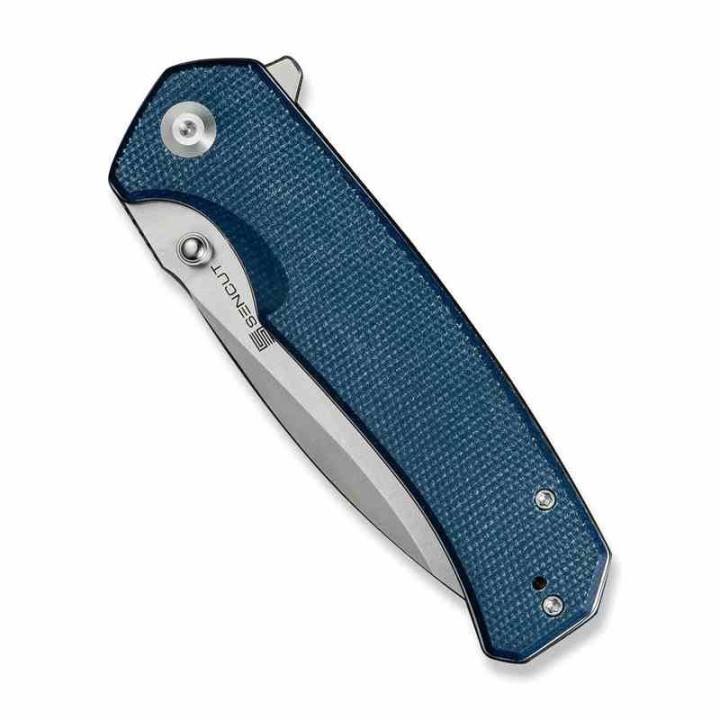 Couteau SENCUT Skarnax Lame Drop Point Acier 9Cr18MoV Manche Micarta Blue Liner Lock IKBS S240253 - Livraison Gratuite