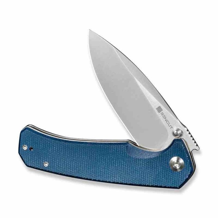 Couteau SENCUT Skarnax Lame Drop Point Acier 9Cr18MoV Manche Micarta Blue Liner Lock IKBS S240253 - Livraison Gratuite