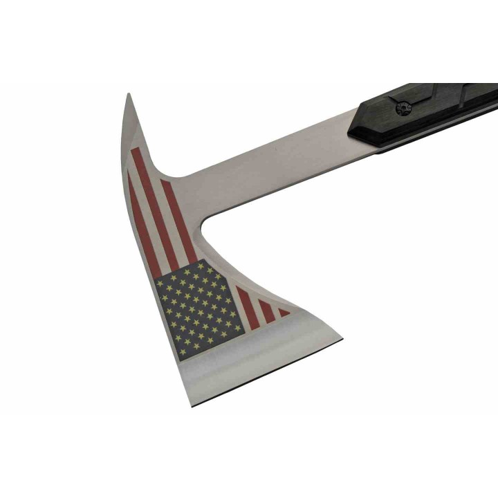 Hache Tomahawk Old Glory Lame Acier Inoxydable Manche Bois Etui Nylon CN211572 - Livraison Gratuite