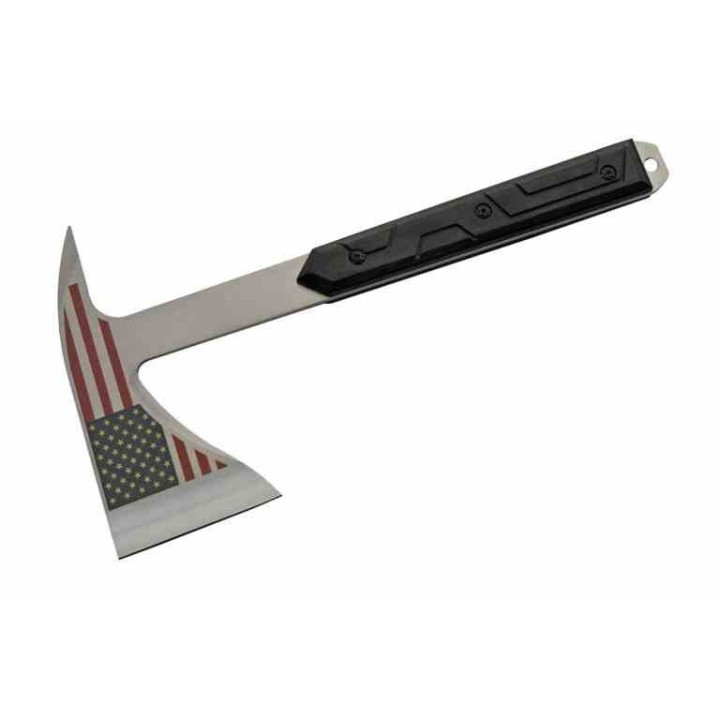 Hache Tomahawk Old Glory Lame Acier Inoxydable Manche Bois Etui Nylon CN211572 - Livraison Gratuite