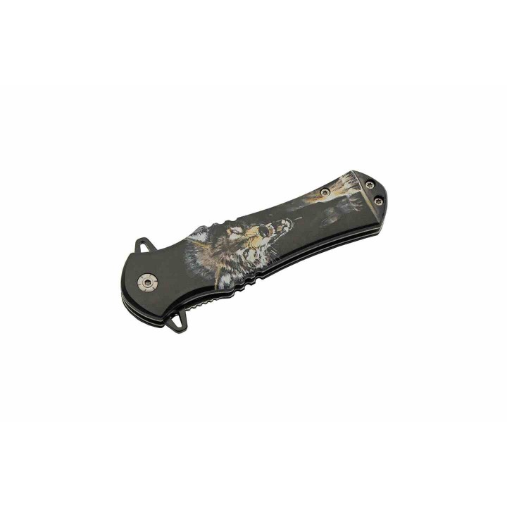 Lot de 3 Couteau Wildlife Assist Open Linerlock Wolf Lame Acier Inox Drop Point Manche ABS - CN300570WF - Livraison Gratuite