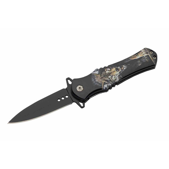 Lot de 3 Couteau Wildlife Assist Open Linerlock Wolf Lame Acier Inox Drop Point Manche ABS - CN300570WF - Livraison Gratuite