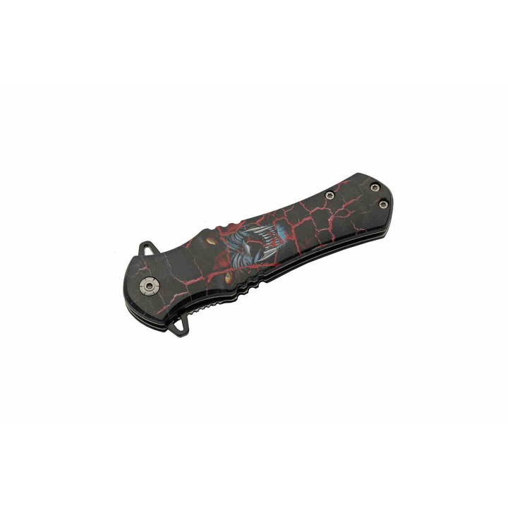 LOT DE 3 Couteau Wildlife Assist Open Linerlock Wolf Lame Acier Inox Drop Point Manche ABS Clip CN300570RW - Livraison Gratuite