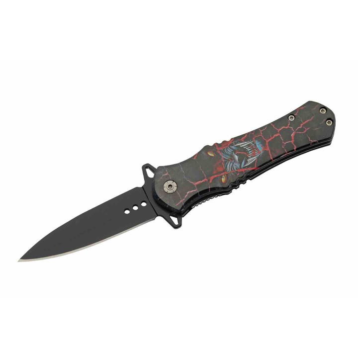 LOT DE 3 Couteau Wildlife Assist Open Linerlock Wolf Lame Acier Inox Drop Point Manche ABS Clip CN300570RW - Livraison Gratuite