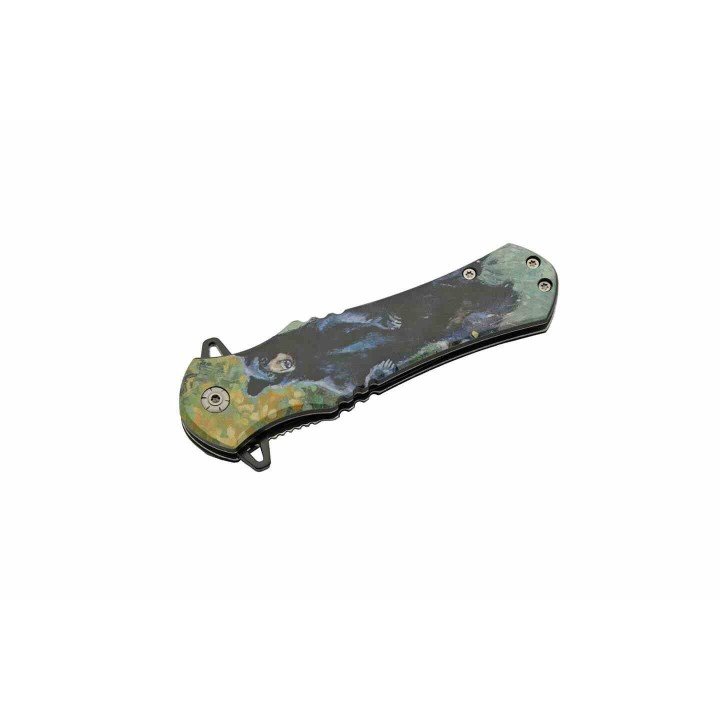 LOT DE 3 Couteau Wildlife Assist Open Linerlock Bear Lame Acier Inox Manche ABS Clip CN300570BB - Livraison Gratuite