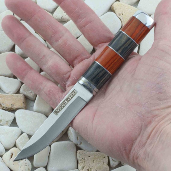 Couteau Rough Ryder Puukko Lame Acier 440 Manche Bois Etui Cuir RR2457 - Livraison Gratuite