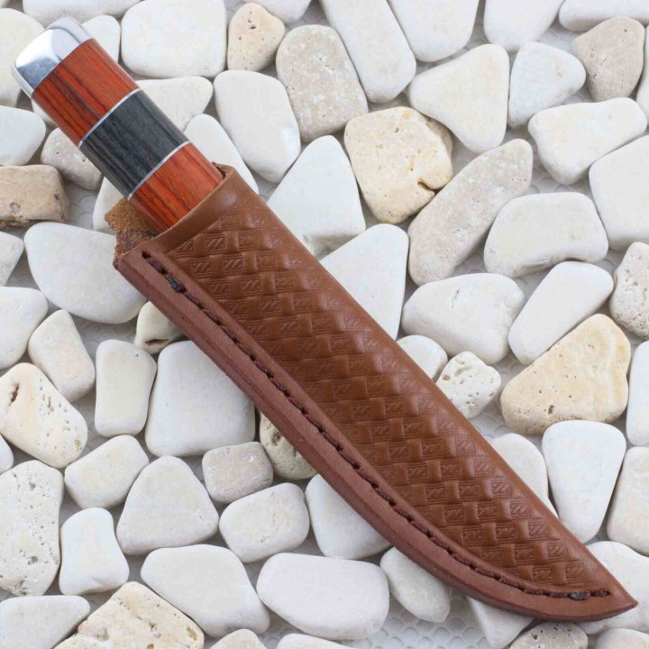 Couteau Rough Ryder Puukko Lame Acier 440 Manche Bois Etui Cuir RR2457 - Livraison Gratuite
