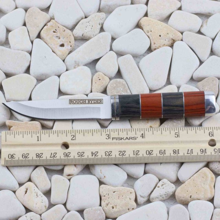 Couteau Rough Ryder Puukko Lame Acier 440 Manche Bois Etui Cuir RR2457 - Livraison Gratuite