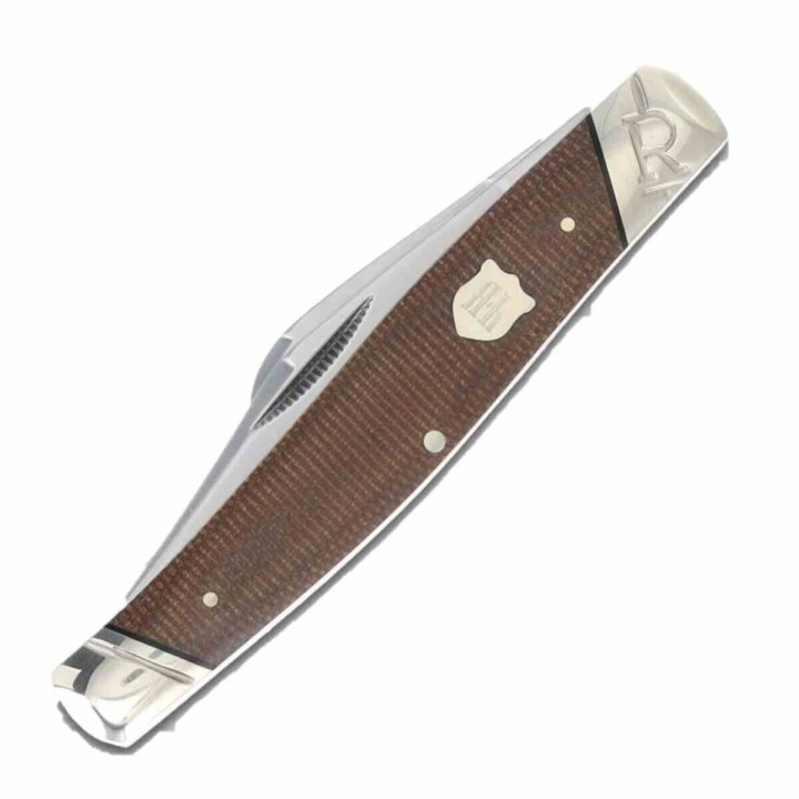 Couteau Rough Ryder Brown Burlap Stockman Lame Acier Inoxydable 440A Manche Micarta RR2334 - Livraison Gratuite