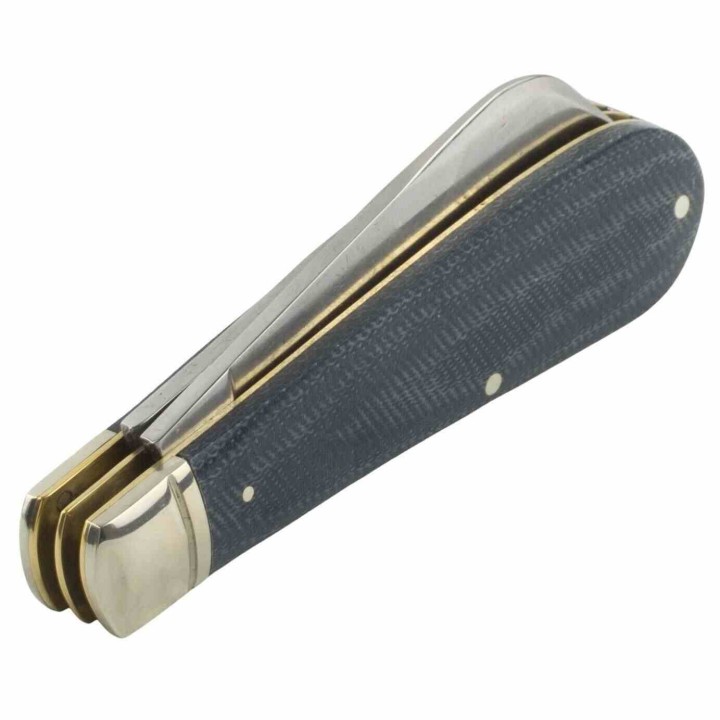 Couteau Rough Ryder Half Hawk Denim Lame Acier Carbone T10 Hawkbill & Pen Manche Micarta Slip Joint RR2186 - Livraison Gratuite