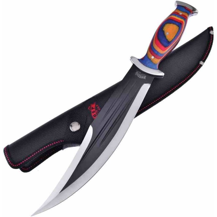 Couteau De Chasse Frost Lame Clip Point Acier Inoxydable Manche en Bois Etui Nylon FFC300FW - Livraison Gratuite