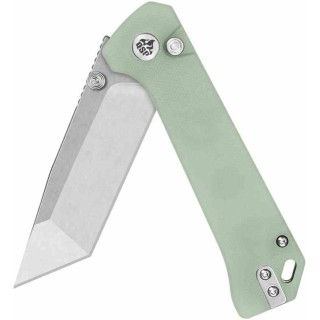 Couteau QSP Grebe Jade Manche G10 Lame Tanto Acier  14C28N IKBS Button Lock Clip QS148D1 - Livraison Gratuite