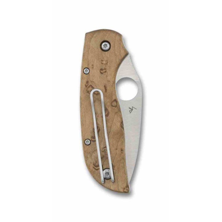 Couteau Spyderco Chaparral Slipjoint Lame Acier CTS-XHP Manche Bois d'Érable Clip SC152NLWDP - Livraison Gratuite