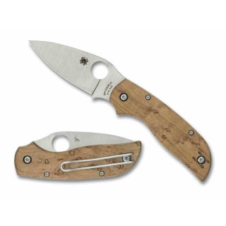 Couteau Spyderco Chaparral Slipjoint Lame Acier CTS-XHP Manche Bois d'Érable Clip SC152NLWDP - Livraison Gratuite