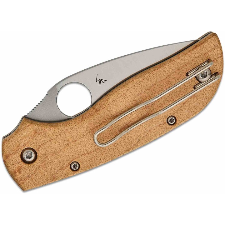 Couteau Spyderco Chaparral Slipjoint Lame Acier CTS-XHP Manche Bois d'Érable Clip SC152NLWDP - Livraison Gratuite