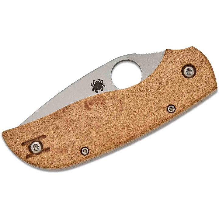 Couteau Spyderco Chaparral Slipjoint Lame Acier CTS-XHP Manche Bois d'Érable Clip SC152NLWDP - Livraison Gratuite