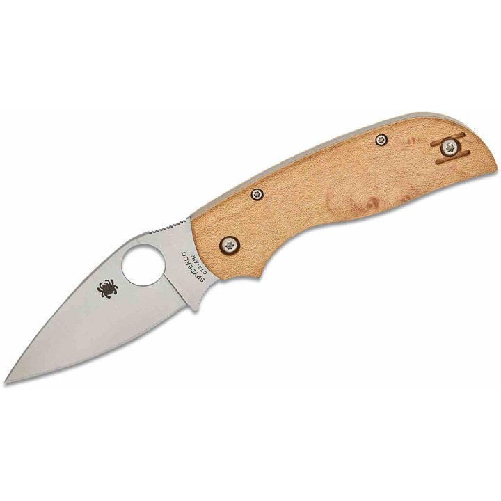 Couteau Spyderco Chaparral Slipjoint Lame Acier CTS-XHP Manche Bois d'Érable Clip SC152NLWDP - Livraison Gratuite
