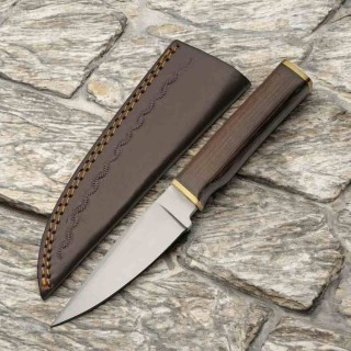 Couteau Rite Edge Ursa Skinning Drop Point Lame Acier Inox Manche Bois Etui Cuir PA203518 - Livraison Gratuite