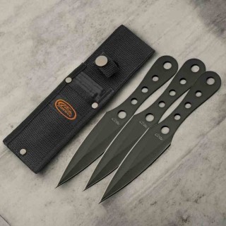 Set de 3 Couteaux de Lancer Rite Edge Kunai Lame Acier 3Cr13 Etui Nylon Noir CN211626BK -  Livraison Gratuite