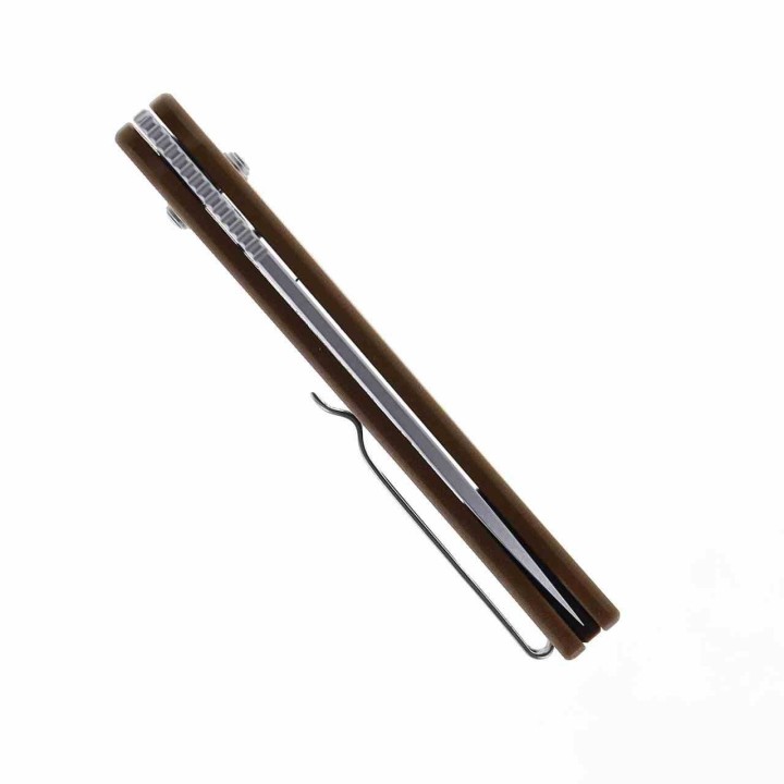 Couteau Shieldon Kite Brown Manche G10 Lame Acier 154CM IKBS Nested Axis Lock Clip SHIRD01A - Livraison Gratuite