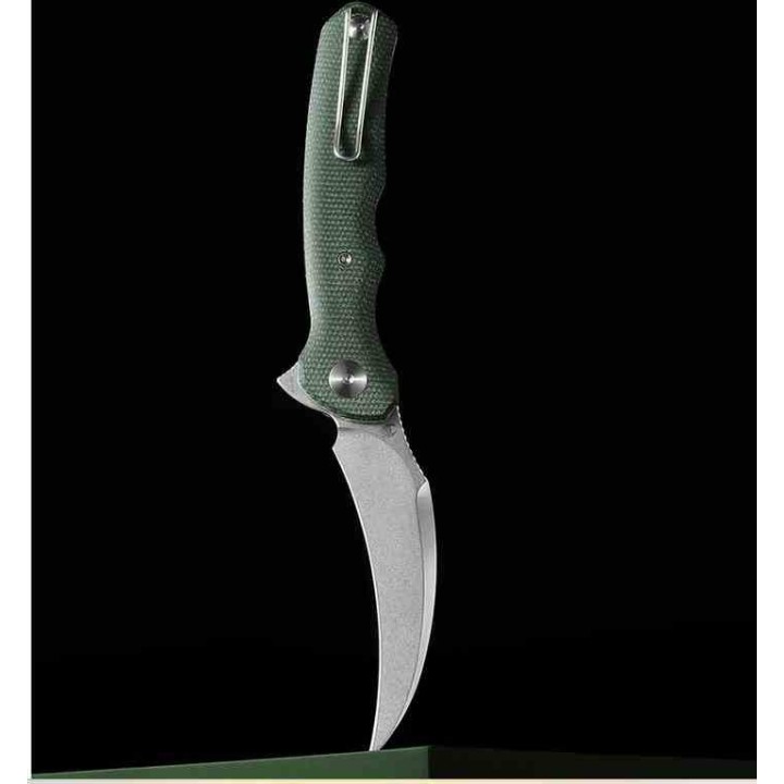 Couteau TRIVISA Lacerta Karambit Lame Acier 14C28N Manche Micarta Liner Lock IKBS Clip TVTY19GM14 - Livraison Gratuite