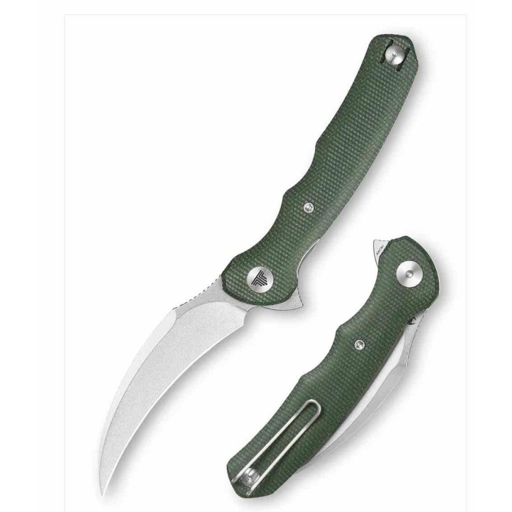 Couteau TRIVISA Lacerta Karambit Lame Acier 14C28N Manche Micarta Liner Lock IKBS Clip TVTY19GM14 - Livraison Gratuite