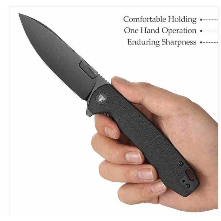 Couteau TRIVISA Columba Black Lame Acier 14C28N BLK Manche Micarta IKBS Liner Lock Clip TVYH01BM14 - Livraison Gratuite