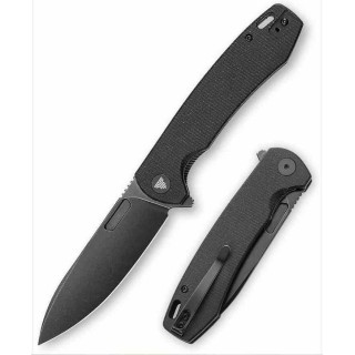 Couteau TRIVISA Columba Black Lame Acier 14C28N BLK Manche Micarta IKBS Liner Lock Clip TVYH01BM14 - Livraison Gratuite