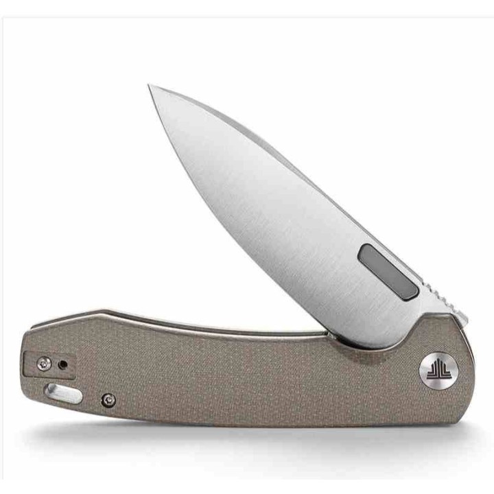 Couteau TRIVISA Columba Gray Lame Acier 14C28N Manche Micarta IKBS Liner Lock Clip TVYH01NM14 - Livraison Gratuite